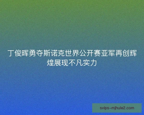 丁俊晖勇夺斯诺克世界公开赛亚军再创辉煌展现不凡实力